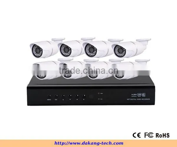 H.264 NVR Kit,8pcs 720P camera NVR system,with cables,power adaptors