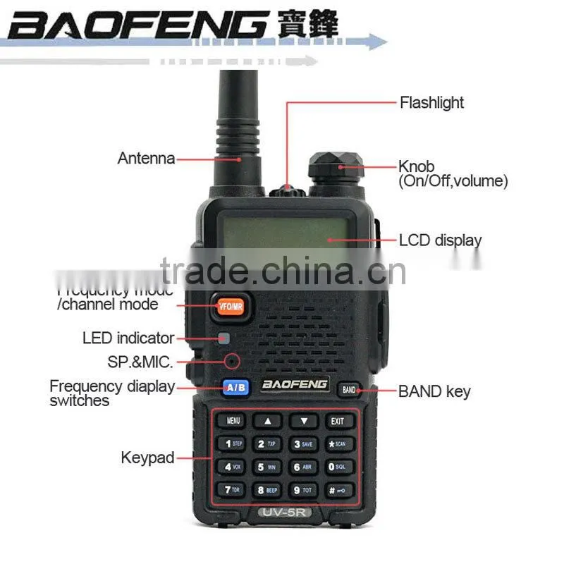 Best sell CE FCC Rohs approved BAOFENG UV-5R Handheld Walkie Talkie 5W vhf uhf 2-way radio
