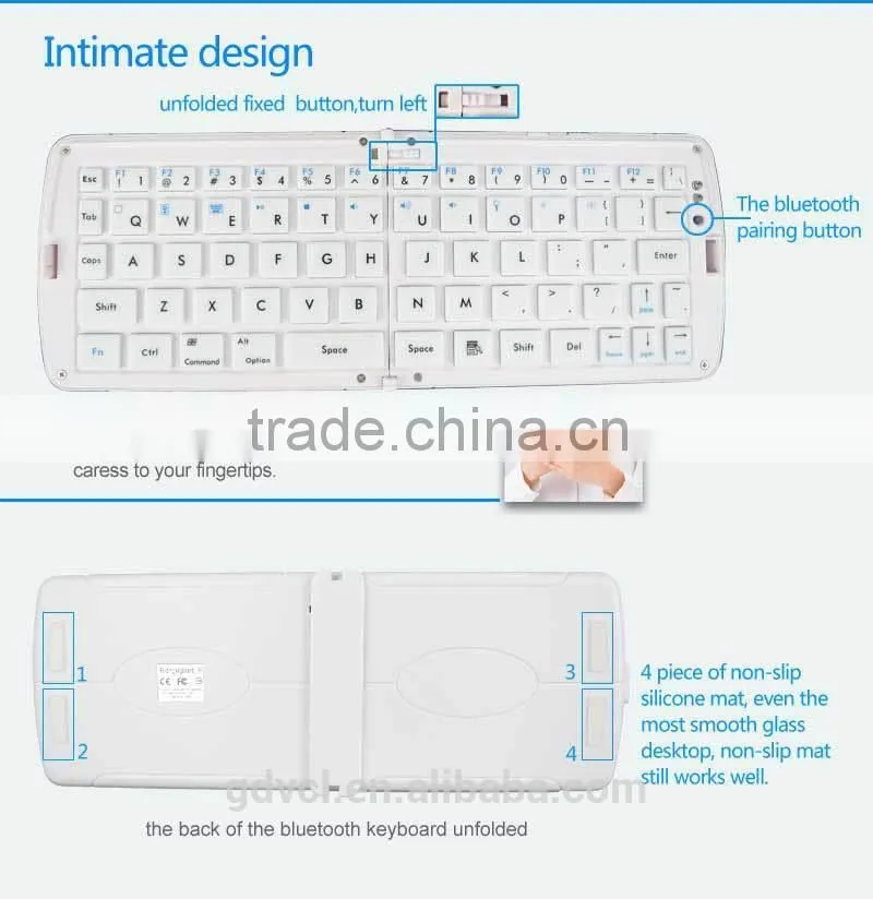 Mini custom folding bluetooth keyboard Folded Keyboard for smart phone