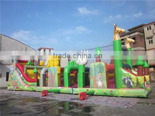 Inflatable zoo bouncer / animal cartoon inflatable obstacle bouncy for kindergarten