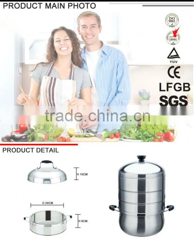 CYST326B-5 Stainless steel 3 tier food steamer