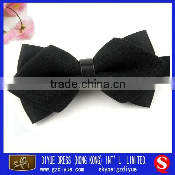 Men's polyester satin black bow tie