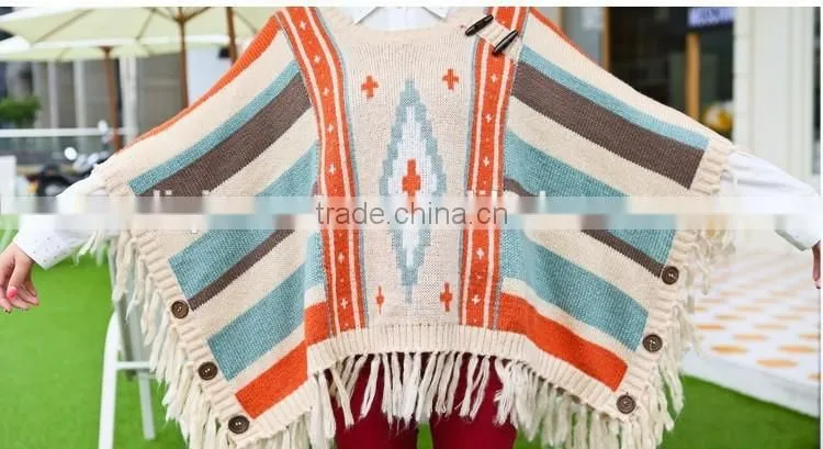 2016 hight quality poncho women knit sweater wholesale