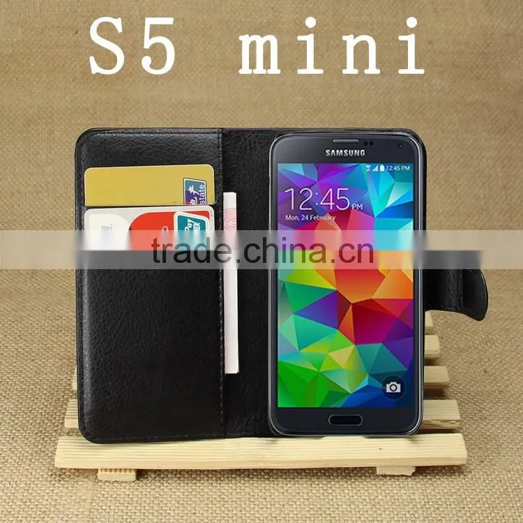 High Quality Leather Holster Card Wallet Folio Stand Flip Case Cover for Samsung Galaxy S5 mini
