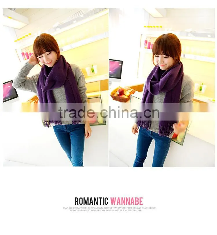 2013 hotsale 100% acrylic solid pashmina tassel scarf