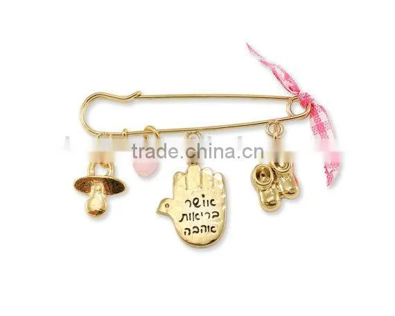 Baby Girl Newborn Gift carriage pin My Princess Hamsa Evil Eye Protect Gemstone crystal Jewelry
