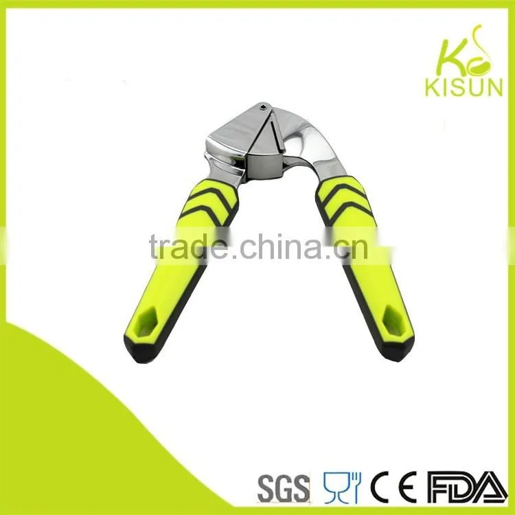 Fruit & vegetable tool stainless steel garlic press with plastic handle