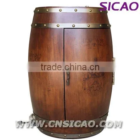 Electric Wood Wine Barrel Cooler, Wine Furniture Fridge, wine barrel refrigerator