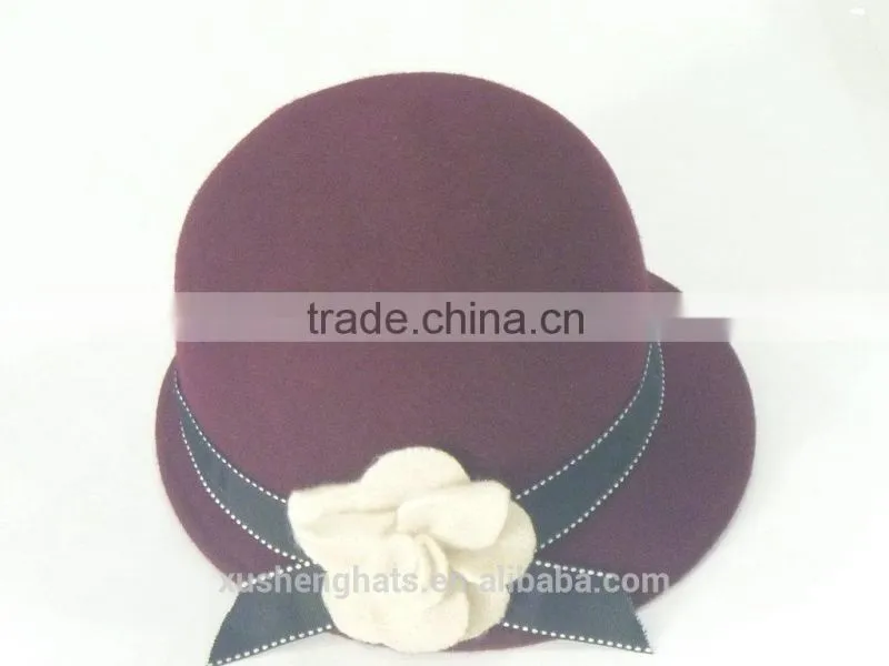 white wool felt hat with ears for girls