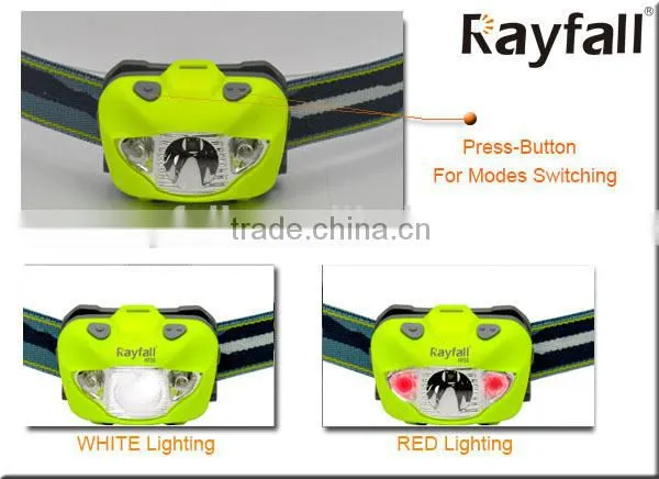 Customized color 3 led motion activated led waterproof headlamp