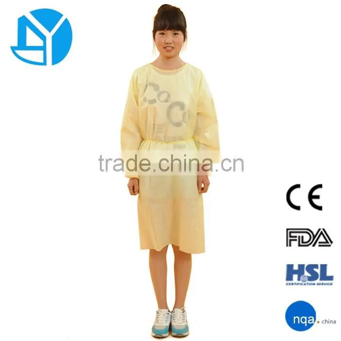 Disposable yellow surgical gowns 100% polypropylene