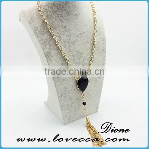 China Factory Wholesale Women Gold Chain Black Stone Necklace