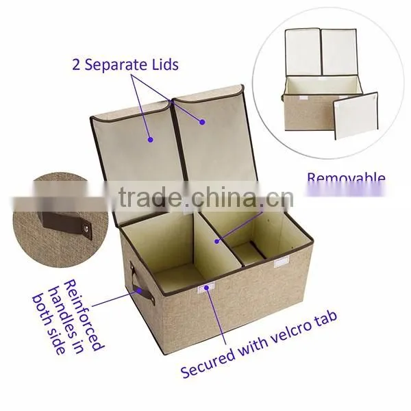 Coffee Oxford Large Clothes Book Container Organizer Box ,Polyster Folding Storage Box Cube with Lid