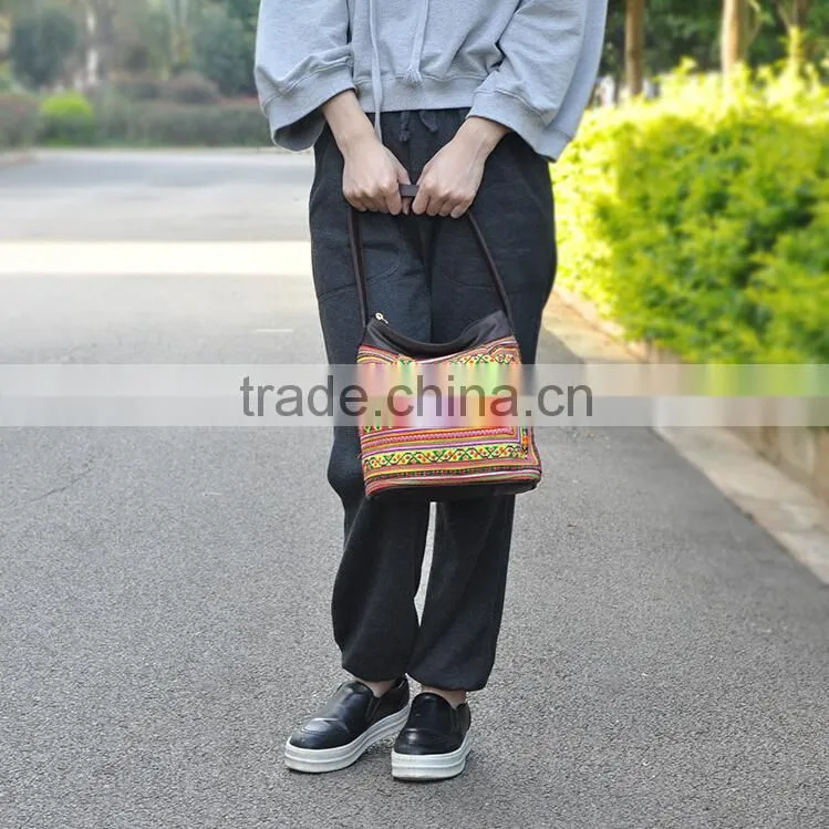China alibaba embroidery tote bag fashion women leather shoulder bag