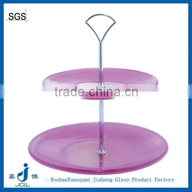 Two layers set purple glass plat for wedding