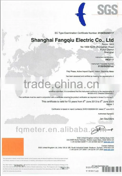 MID certificated CT connected 3 phase kWh meter