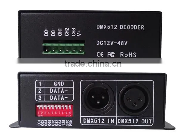 DMX Constant Current Decoder 12-48VDC in, 350/700mA*3CH out