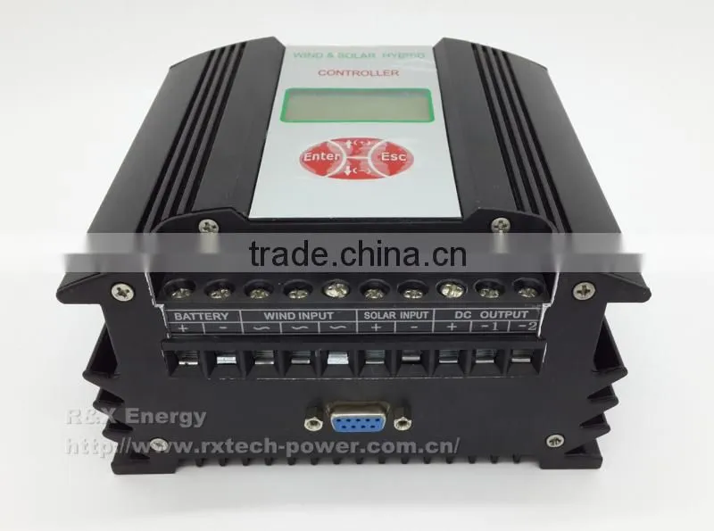 PWM 24V wind/solar hybrid controller with monitoring software, LCD display 400w rated, 600w max charge controller with RS232
