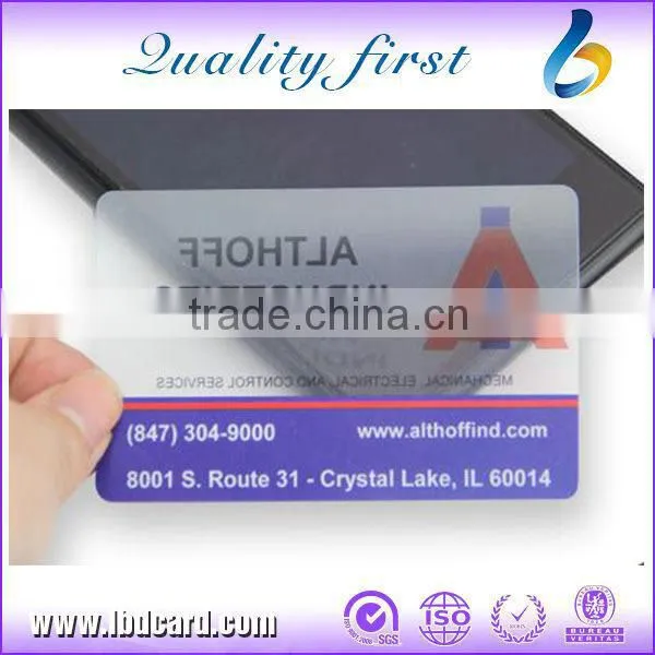 Hot Sell Blank PVC Business Cards / NFC Transparent Cards