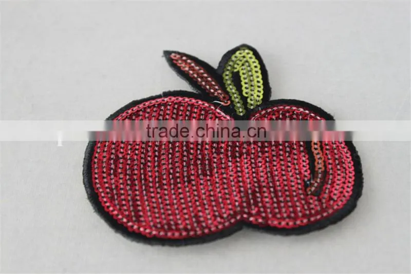 good price embroidery patch red cherry printting sew on collar for sale