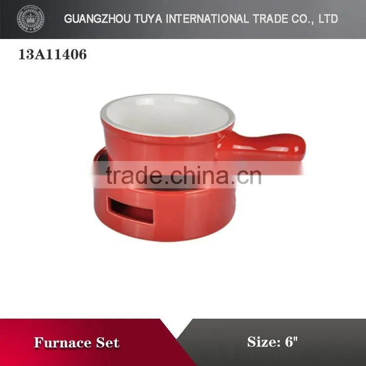2015 Hot sale unique ceramic cheese fondue set