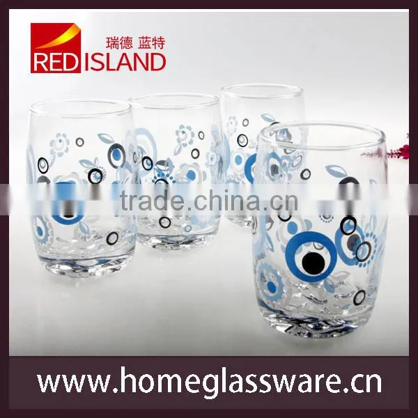 Classic Healthy Glass Drinking Tumbler,Blue ocean style Printing Energetic Glass Cup