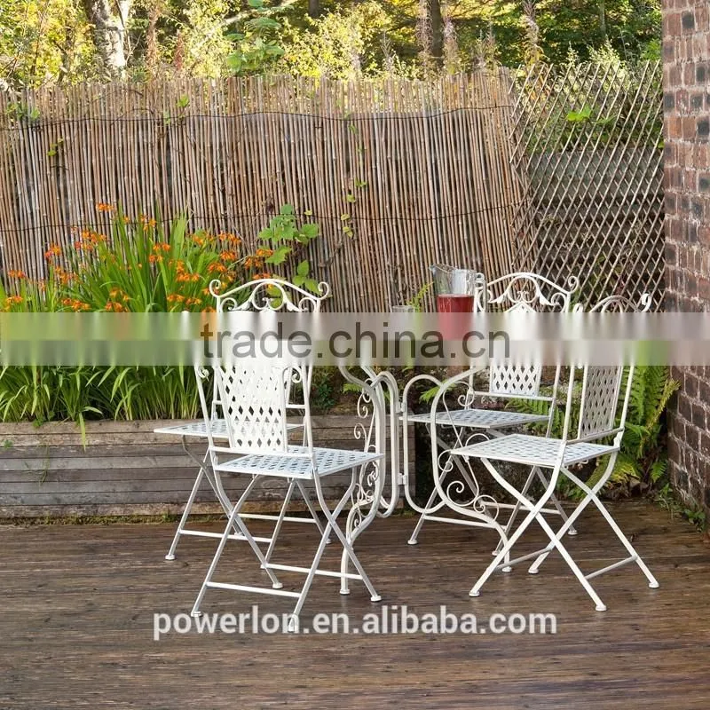 Fabulous stylish wrought iron 4 Folding Chair 90cm Round Patio Set