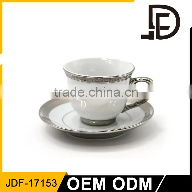gold rim threaded embossed elegant natural blank bone china cups and saucers