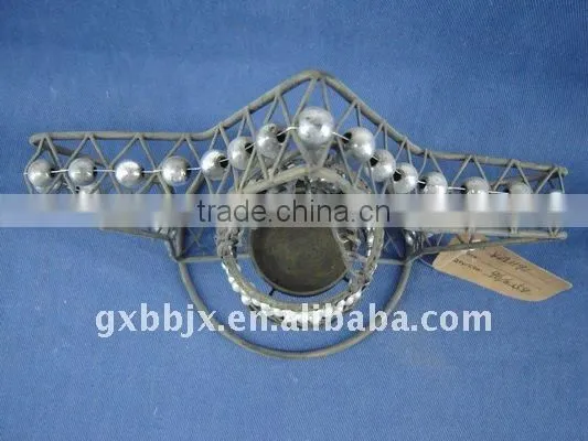 White pearl black wire star shape decorative candlestick craft