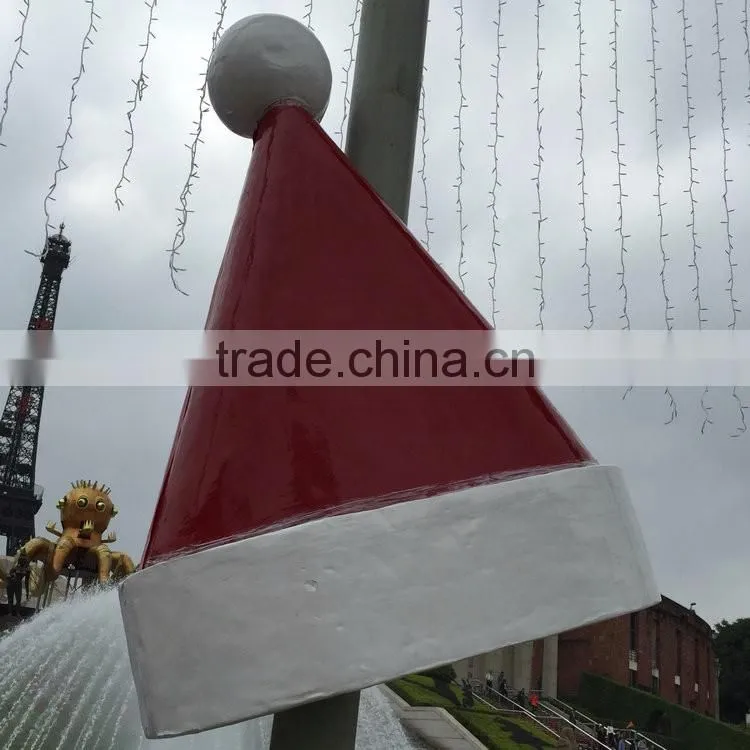 Outdoor FRP Christmas hat decoartion