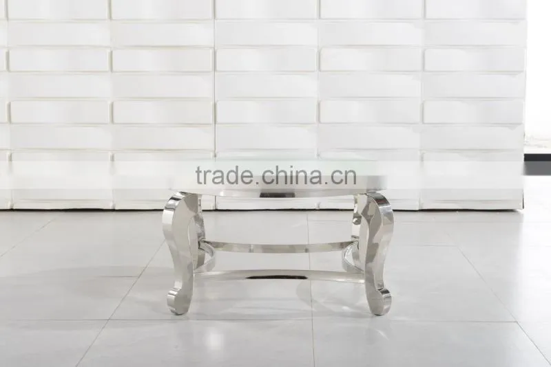 CT07R metal base stainless steel marble top round coffee table