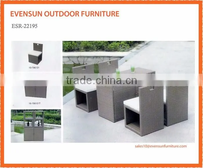 Italian style outdoor wicker rattan 4 seats cafe table set rattan coffee table set