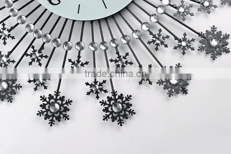 Home decoration metal wall digital clock snow flower