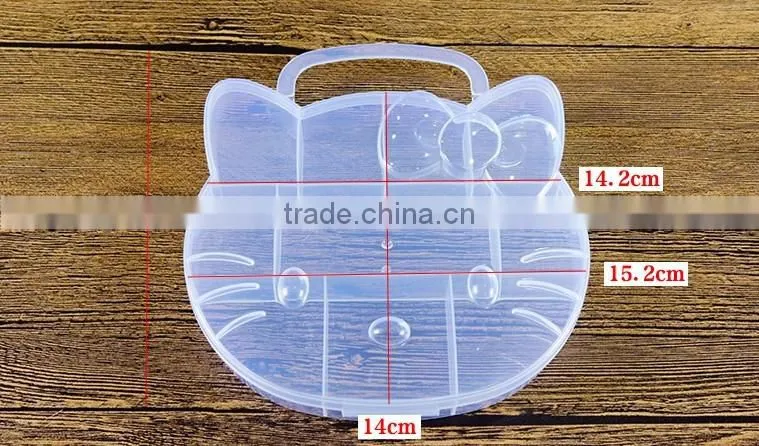 PP Plastic CAT Animal Shaped Cartoon Beads Clear Storage Box boxes with Handle