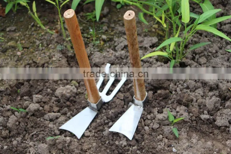 double use hand rotary hoe with fork rake