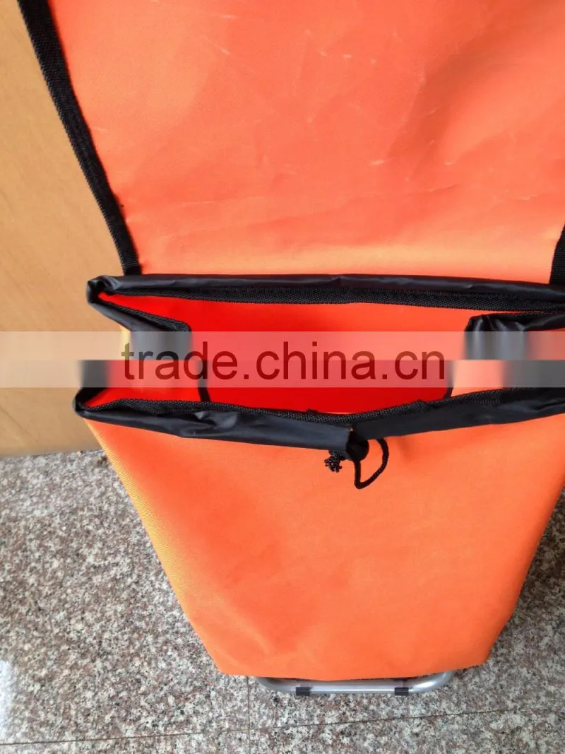 colorful fashion nylon foldable trolley shopping bag with wheels