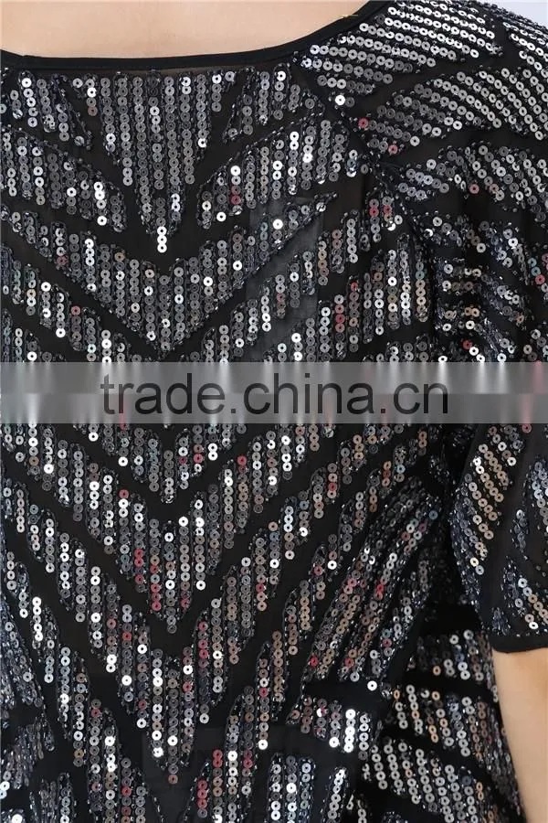 new design ladies heavy sequin embroideried embellishment beaded top Women Blouse