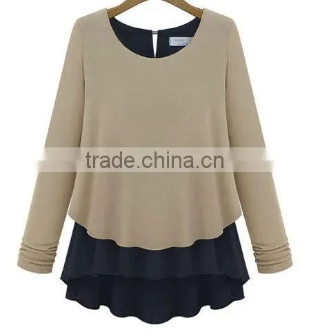 fashionable western style plu size 100% cotton t-shirts for lady's autumn wear