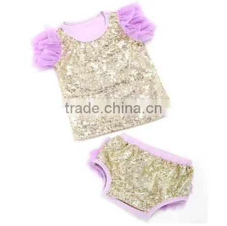 2017 Wholesale Children Boutique Clothing Baby Clothes Wear In Fall , High Quality Sequin Baby Shiny Outfits