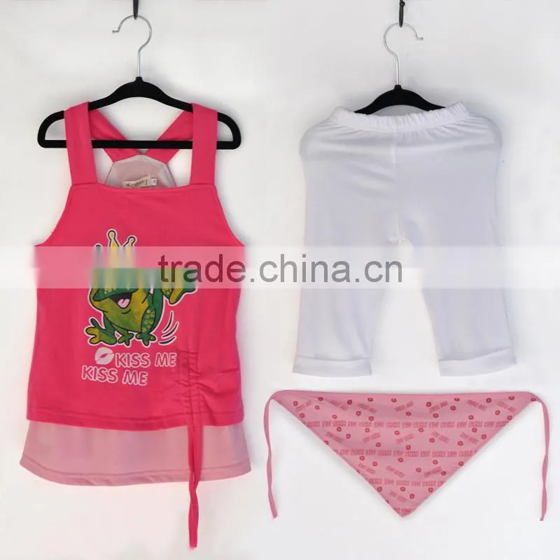 brand new summer 3pcs clothing sets girls frog clothes suits baby outfits with hairband kids summer clothes