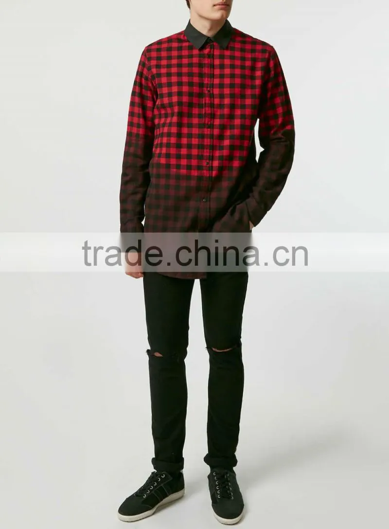 mans extra long plaid dyed shirts latest design