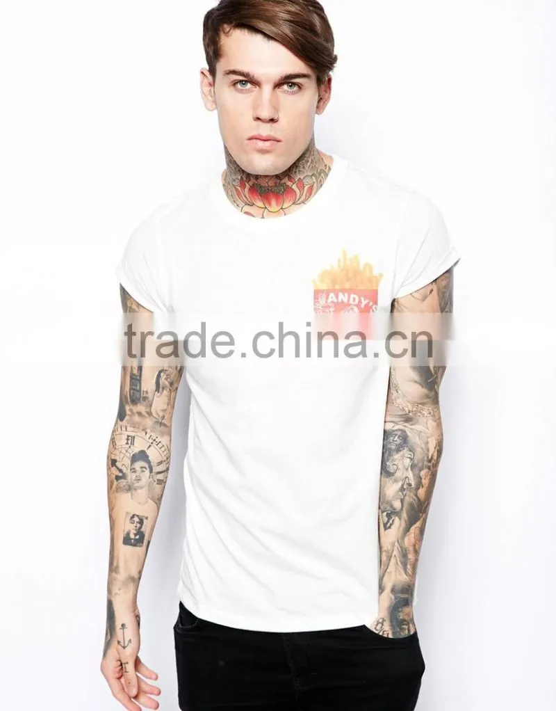 Custom top tee white t-shirts pocket