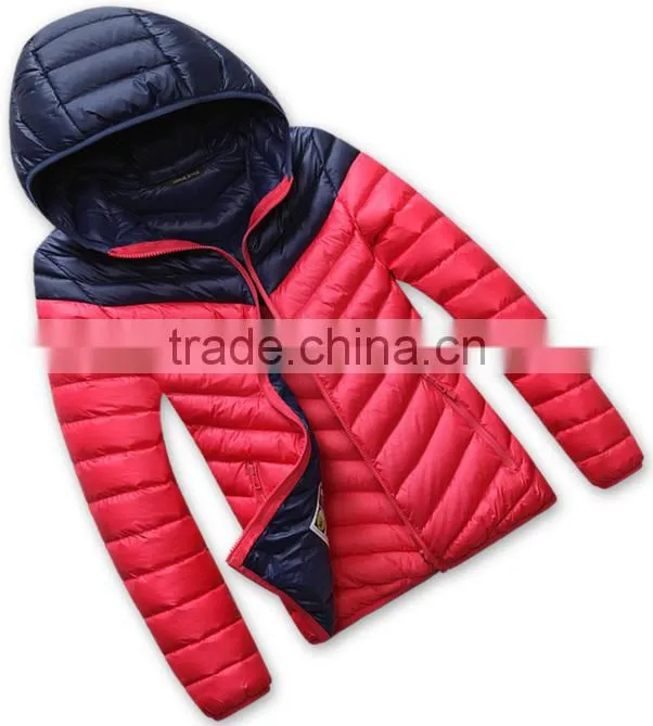 customize fashion women hoody winter warm down jacket/lovers' ladies nylon down feather coat