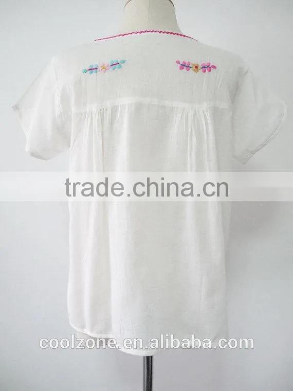 Wholesale Mexico manufacturers embroidered blouse ladies blouses