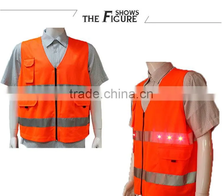Sanitation wear LED high visibility reflective vest clothing