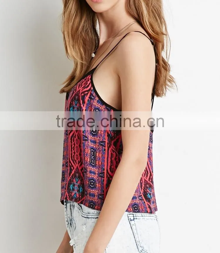 Tribal Print Strappy Cami loose crop Top clothes women summer 2015 beach wear
