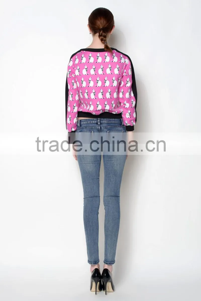 Latest autumn casual digital printed OEM women latest fashion blouse design