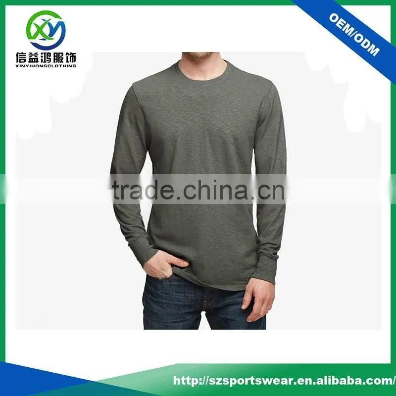 Mens high quality black color breathable 100% cotton long sleeve t shirt