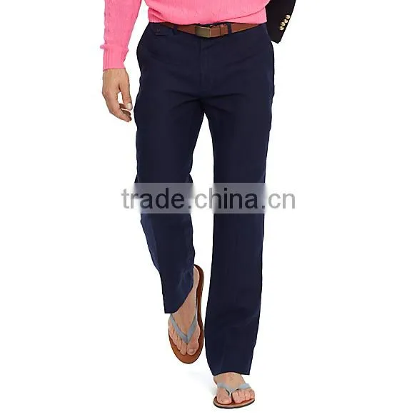 Finished curtain waistband Straight leg openings linen pants