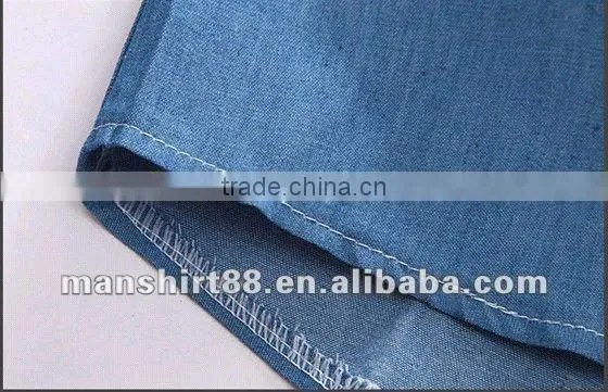 European American style Light blue 100% Organic cotton Denim Retro Cowboy shirt for men with S,M,L,XL,XXL